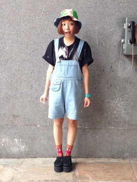 「TAIPEI」｜「アイテム（サロペット/オーバーオール）」を使った、Jessie さん（レディース・156cm）の春コーディネート