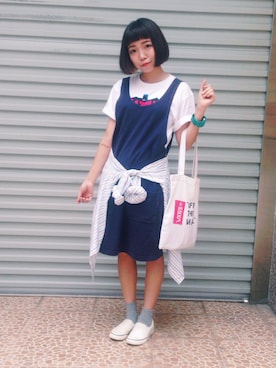 「MUJI」｜「アイテム（モカシン/デッキシューズ）」を使った、Jessie さん（レディース・156cm）の夏コーディネート