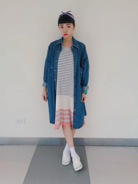 「MUJI」｜「アイテム（モカシン/デッキシューズ）」を使った、Jessie さん（レディース・156cm）の秋コーディネート