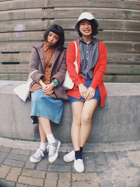 「アイテム（その他シューズ、グレー系）」を使った、Jessie さん（レディース・156cm）の春コーディネート