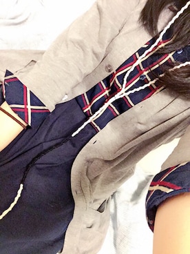 「CLEF DE SOL（CLEF DE SOL）のアイテム（シャツ/ブラウス、ブルー系）」を使った、Mon½さん（レディース・162cm）の秋コーディネート