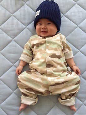 「アイテム（ママ＆ベビー、グリーン系）」を使った、ゆずママさん（キッズ・60cm）の秋コーディネート