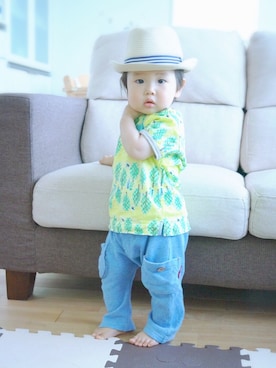 「Carter's（カーターズ）のアイテム（帽子）」を使った、takeさん（キッズ・80cm）の夏コーディネート