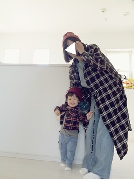 「アイテム（シャツワンピース）」を使った、takeさん（キッズ・80cm）の冬コーディネート