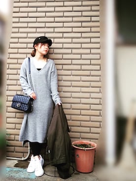 「ワークキャップ」｜「アイテム（ワンピース/ドレス）」を使った、1a1ki0ko7さん（レディース・150cm）の春コーディネート