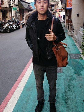「nike sb 」｜「アイテム（ダウンジャケット/コート）」を使った、Tyruさん（メンズ・174cm）の秋コーディネート