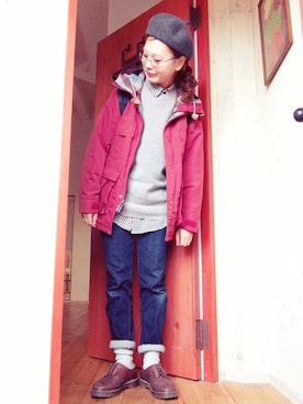「BEAMS BOY（ビームスボーイ）のアイテム（ハンチング/ベレー帽）」を使った、よちさん（レディース・157cm）の冬コーディネート