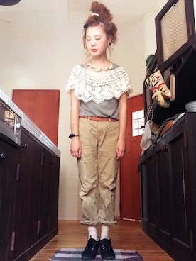 「アイテム（イヤリング）」を使った、よちさん（レディース・157cm・20代）の秋コーディネート