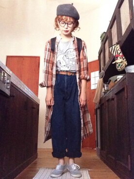 「BEAMS BOY（ビームスボーイ）のアイテム（ハンチング/ベレー帽）」を使った、よちさん（レディース・157cm）の秋コーディネート