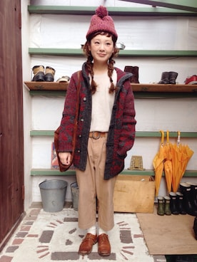 「GUID（グイディ）のアイテム」を使った、よちさん（レディース・157cm）の冬コーディネート