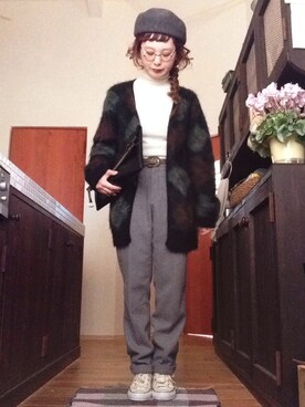 「BEAMS BOY（ビームスボーイ）のアイテム（ハンチング/ベレー帽）」を使った、よちさん（レディース・157cm）の冬コーディネート