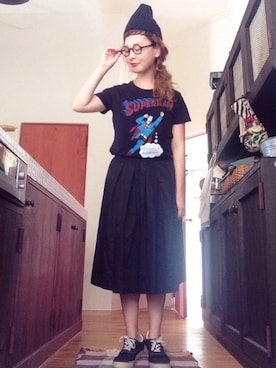 「しまむら（シマムラ）のアイテム（帽子）」を使った、よちさん（レディース・157cm）の夏コーディネート