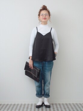 「NANO universe（ナノユニバース）のアイテム（バレエシューズ）」を使った、よちさん（レディース・157cm）の春コーディネート