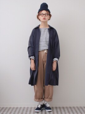 「NANO universe（ナノユニバース）のアイテム（ニットキャップ/ビーニー）」を使った、よちさん（レディース・157cm）の春コーディネート