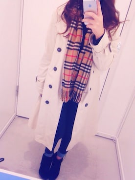 「バーバリー」｜「アイテム（財布/小物）」を使った、hｉｎａさん（レディース・157cm）の冬コーディネート