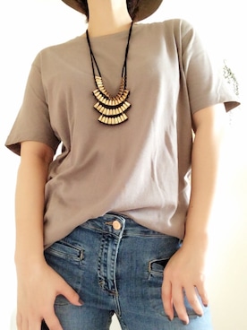 「UNIQLO Tシャツ」｜「アイテム（帽子）」を使った、NORIさん（レディース・159cm）の夏コーディネート