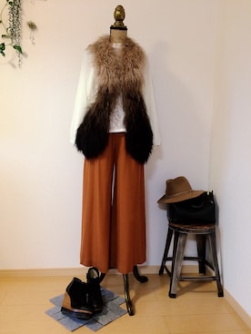 「GLOBAL WORK（グローバルワーク）のフェルトナカオレＨＡＴ/565115（ハット）」を使った、NORIさん（レディース・159cm）の秋コーディネート