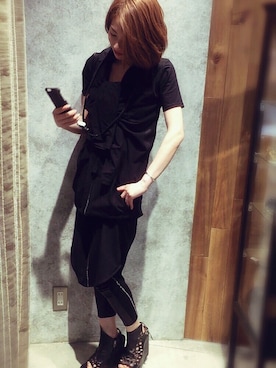 「KMRii（ケムリ）のアイテム（サンダル）」を使った、Shih-huiさん（レディース・158cm）の春コーディネート