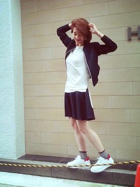 「ADDICT NOIR（アディクトノアー）のアイテム（MA-1）」を使った、Shih-huiさん（レディース・158cm）の春コーディネート