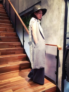 「AULA（アウラ）のアイテム（帽子）」を使った、Shih-huiさん（レディース・158cm）の秋コーディネート