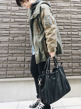 「w closet（ダブルクローゼット）のアイテム（モッズコート）」を使った、まよさん（レディース・160cm）の冬コーディネート