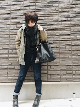 「w closet（ダブルクローゼット）のアイテム（モッズコート）」を使った、まよさん（レディース・160cm）の冬コーディネート