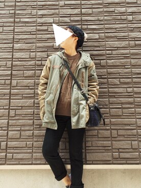 「w closet（ダブルクローゼット）のアイテム（モッズコート）」を使った、まよさん（レディース・160cm）の春コーディネート