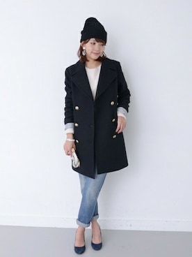 「URBAN RESEARCH（アーバンリサーチ）のアイテム（ピーコート）」を使った、fukudaさん（レディース・160cm）の秋コーディネート