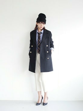 「URBAN RESEARCH（アーバンリサーチ）のアイテム（ピーコート）」を使った、fukudaさん（レディース・160cm）の秋コーディネート