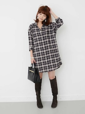 「URBAN RESEARCH（アーバンリサーチ）のアイテム（チュニック）」を使った、fukudaさん（レディース・160cm）の冬コーディネート