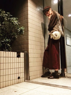 「へザー」｜「アイテム（ハンチング/ベレー帽）」を使った、川口　カノンさん（レディース・175cm）の秋コーディネート