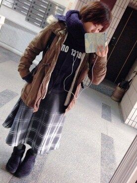 「Abercrombie&Fitch（アバークロンビーアンドフィッチ）のアイテム（スウェット）」を使った、じぇにさん（レディース・148cm）の冬コーディネート