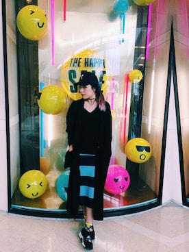 「A land（エーランド）のアイテム（帽子）」を使った、Florence Chanさん（レディース・170cm）の冬コーディネート