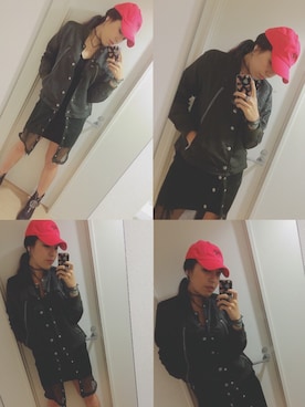 「UNIF」｜「アイテム（帽子）」を使った、Florence Chanさん（レディース・170cm）の春コーディネート