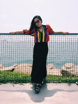 「MONKI（モンキ）のアイテム（ドレス）」を使った、Florence Chanさん（レディース・170cm）の春コーディネート
