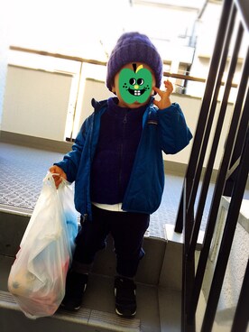 「アイテム（ナイロンジャケット）」を使った、ayucaiさん（キッズ・80cm）の冬コーディネート