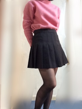 「ピンクニット」｜れいなルックさん（レディース・152cm）の冬コーディネート