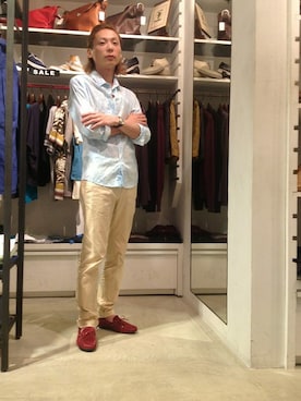 「B'2nd（ビーセカンド）のアイテム（モカシン/デッキシューズ）」を使った、B'2nd JIYUGAOKAさん（メンズ・170cm）の夏コーディネート