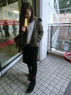 「Ollie（オーリー）のアイテム」を使った、Polly Linさん（レディース・158cm）の冬コーディネート