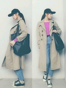 「ピンクニット」｜みやざと　まことさん（レディース・158cm）の冬コーディネート