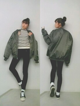 「エムエーワン」｜「アイテム（ブルゾン）」を使った、みやざと　まことさん（レディース・158cm）の冬コーディネート