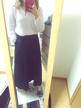 「Marc by Marc Jacobs（マークバイマークジェイコブス）のLOGO DAISY PENDANT（ネックレス、ゴールド系）」を使った、chachaさん（レディース・154cm）の冬コーディネート