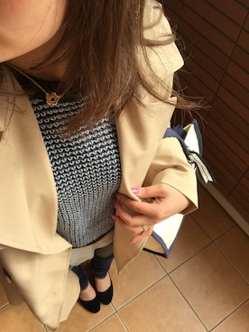 「LOWRYS FARM（ローリーズファーム）のユルトレンチコート　559916（トレンチコート、ベージュ系）」を使った、chachaさん（レディース・154cm）の冬コーディネート