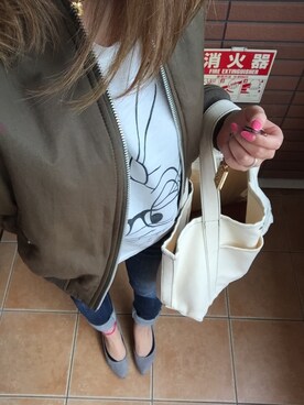 「earth music&ecology（アースミュージックアンドエコロジー）のMA-1ブルゾン（ジャケット/アウター、グリーン系）」を使った、chachaさん（レディース・154cm）の春コーディネート