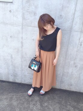 「Marc by Marc Jacobs（マークバイマークジェイコブス）のLOGO DAISY PENDANT（ネックレス、ゴールド系）」を使った、chachaさん（レディース・154cm）の夏コーディネート