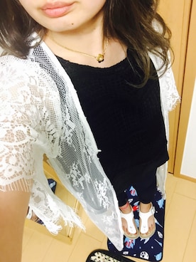 「Marc by Marc Jacobs（マークバイマークジェイコブス）のLOGO DAISY PENDANT（ネックレス、ゴールド系）」を使った、chachaさん（レディース・154cm）の夏コーディネート