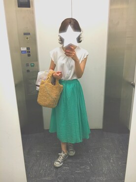 「緑のスカート」｜REIさん（レディース・150cm）の夏コーディネート