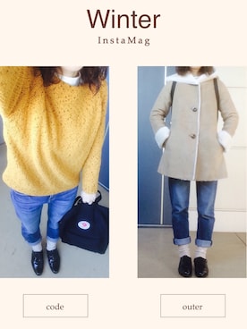 「Ray BEAMS（レイビームス）のアイテム（ムートンコート）」を使った、chvchvさん（レディース・153cm）の秋コーディネート