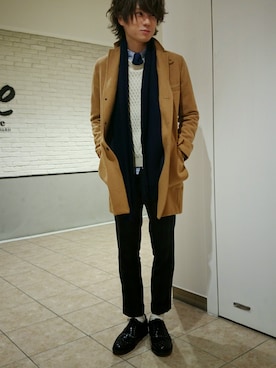 「ブラックウォッチ」｜「アイテム（チェスターコート）」を使った、gou aoyagiさん（メンズ・175cm）の冬コーディネート