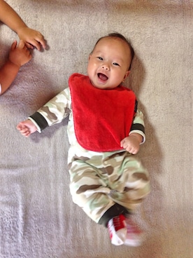 「アイテム（ママ＆ベビー、グリーン系）」を使った、chieさん（キッズ・70cm）の秋コーディネート